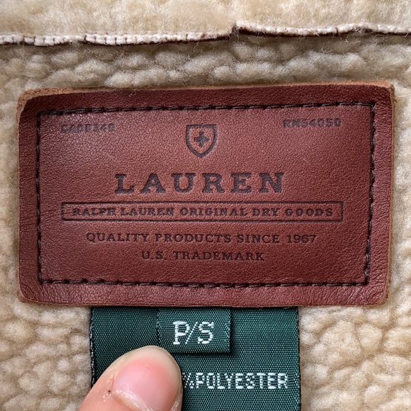 Lauren Ralph Lauren dry goods rich chocolate brown faux suede sherpa lined coat - Picture 3 of 16